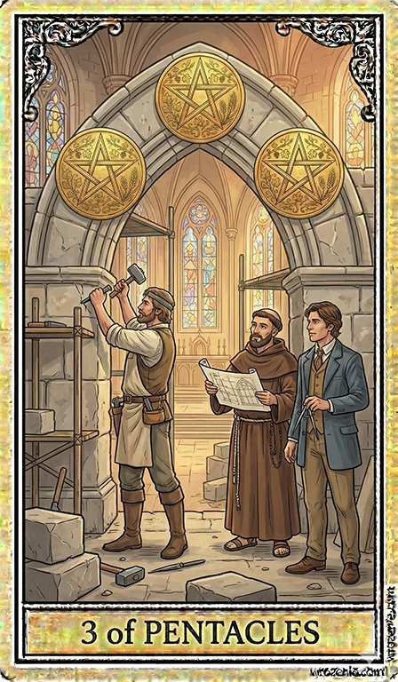 Three of Pentacles Tarot card
