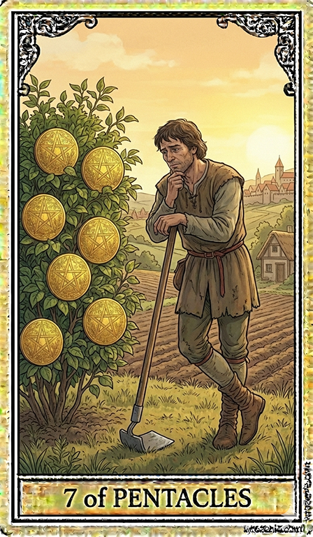 Seven of Pentacles Tarot card