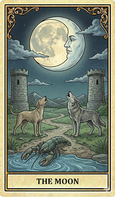 The Moon Tarot card