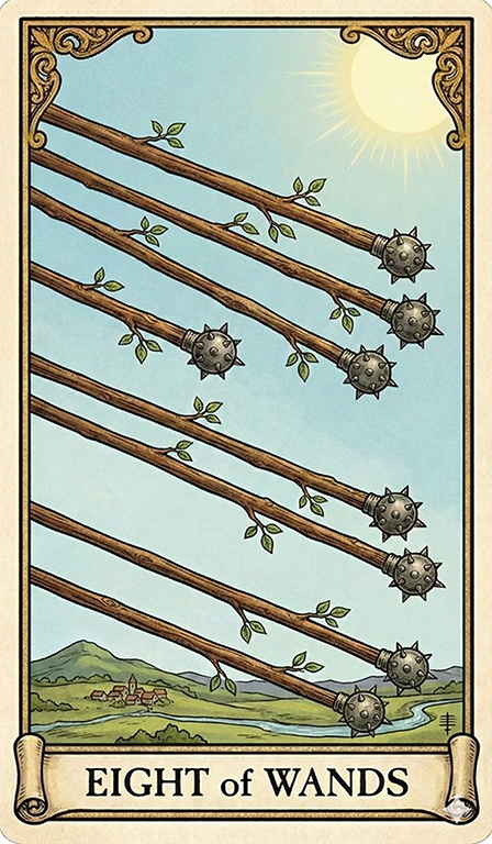 Eight of Wands Tarot card