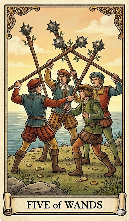 Five of Wands Tarot card