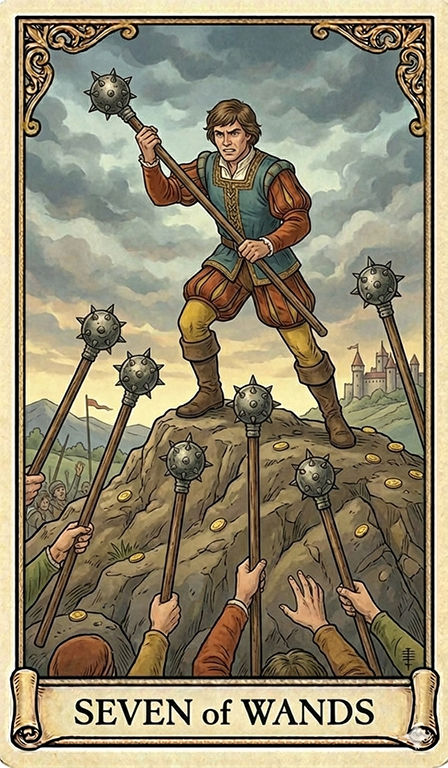 Seven of Wands Tarot card