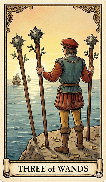 Three of Wands Tarot card
