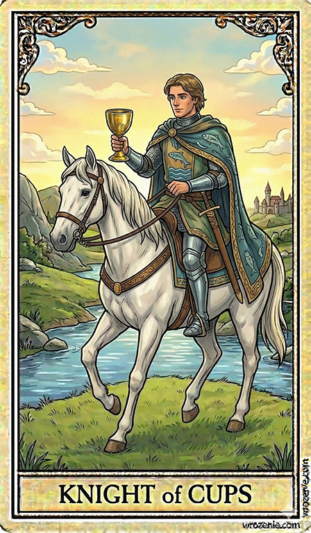 Karta Tarota Rycerz Kielichów
